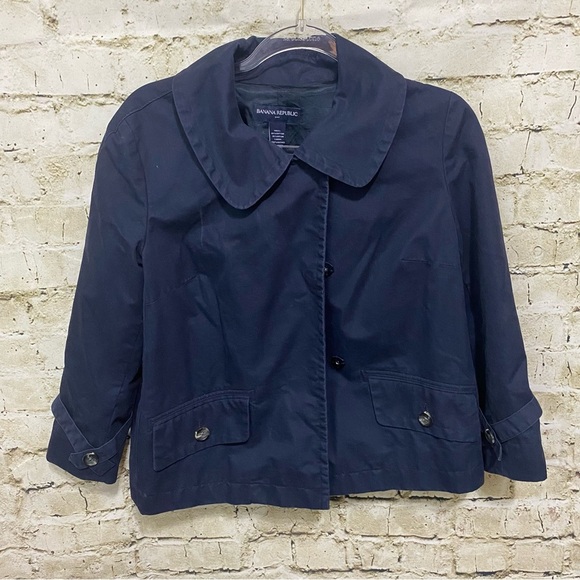 Banana Republic Navy Blue 3/4 Sleeve Snap Button Swing Jacket Coat - Picture 1 of 4